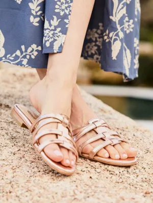Sollacaro Vegan Leather Mule Sandals | Rose Gold