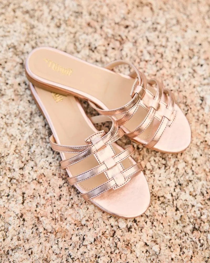 Sollacaro Vegan Leather Mule Sandals | Rose Gold