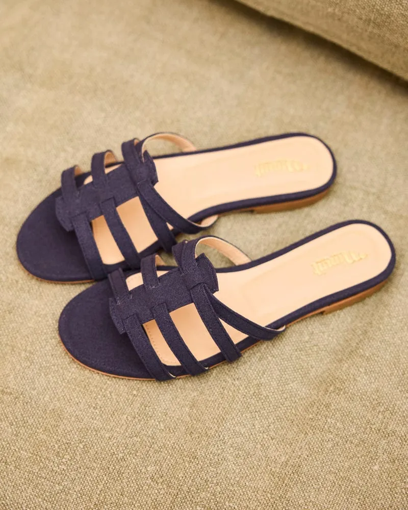 Sollacaro Vegan Suede Mule Sandals | Navy Blue