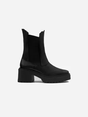 Squared Women's Chelsea Grape Leather Vegan Boots | Black