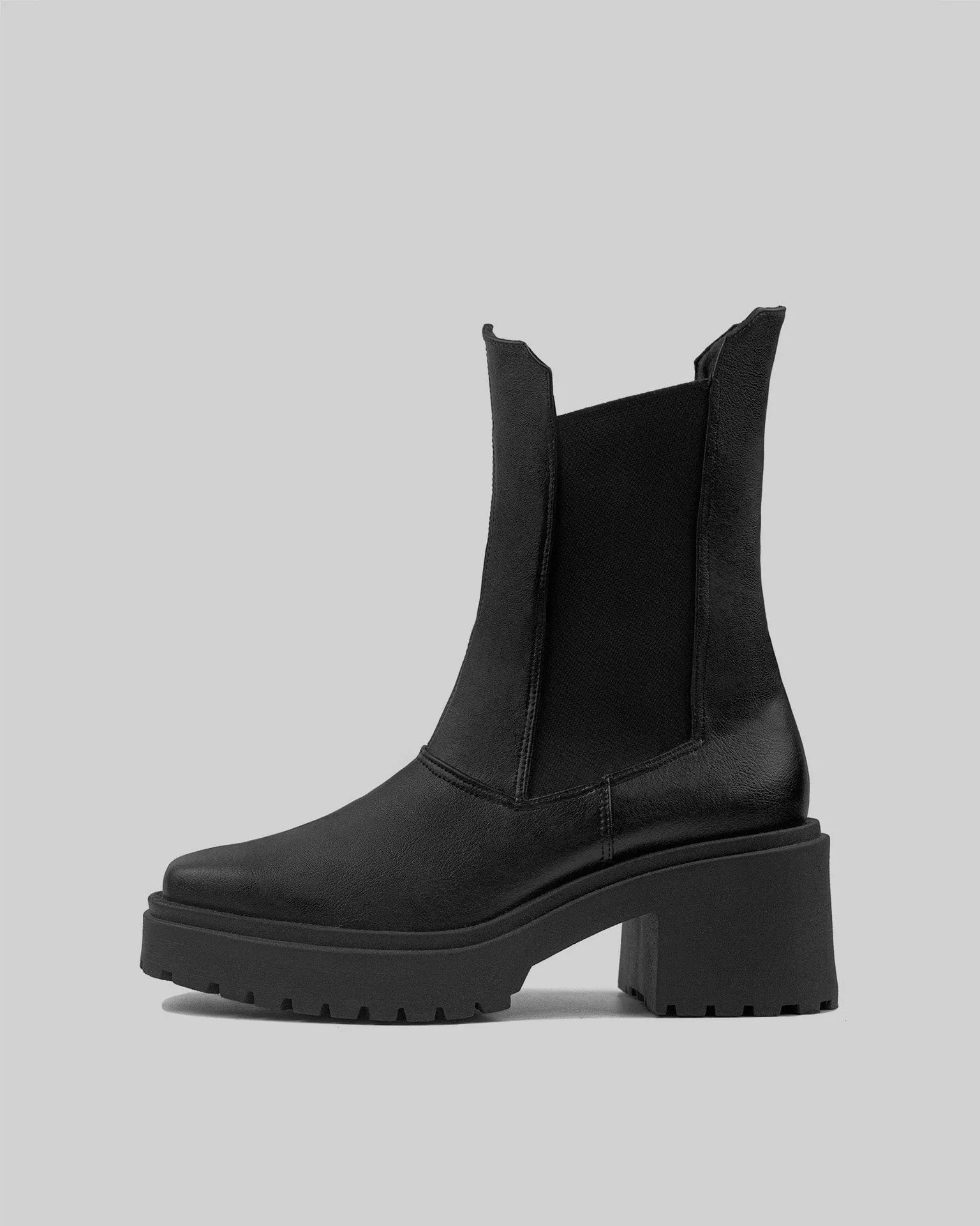 Squared Women's Chelsea Grape Leather Vegan Boots | Black