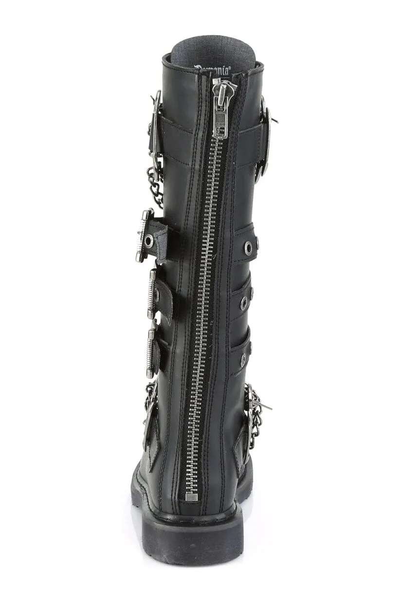 SS-BOLT-450 Black Vegan Leather Combat Boot