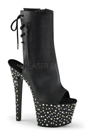 STARDANCE-1018-7 Platform Boot  | Black Faux Leather