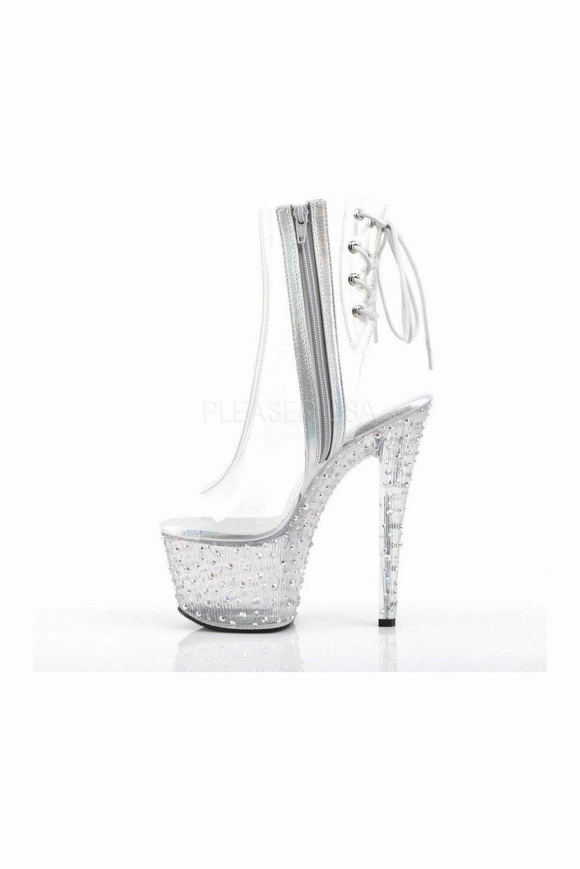 STARDANCE-1018C-7 Platform Boot  | Clear Vinyl