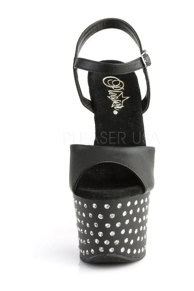 STARDUST-709 Platform Sandal  | Black Faux Leather