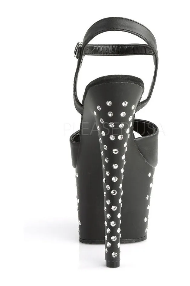 STARDUST-709 Platform Sandal  | Black Faux Leather