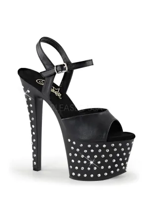 STARDUST-709 Platform Sandal  | Black Faux Leather