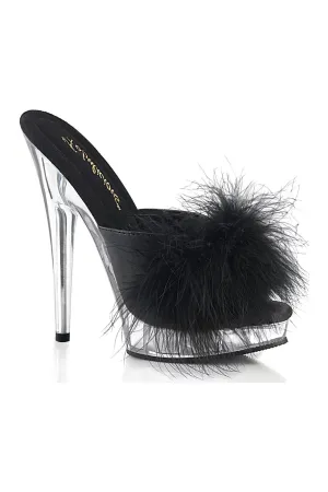 SULTRY-601F Slide | Black Faux Leather