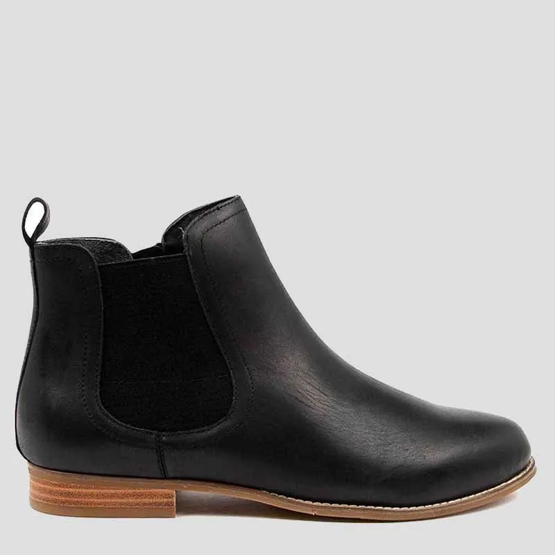 TALIA XF - BLACK LEATHER ANKLE BOOTS