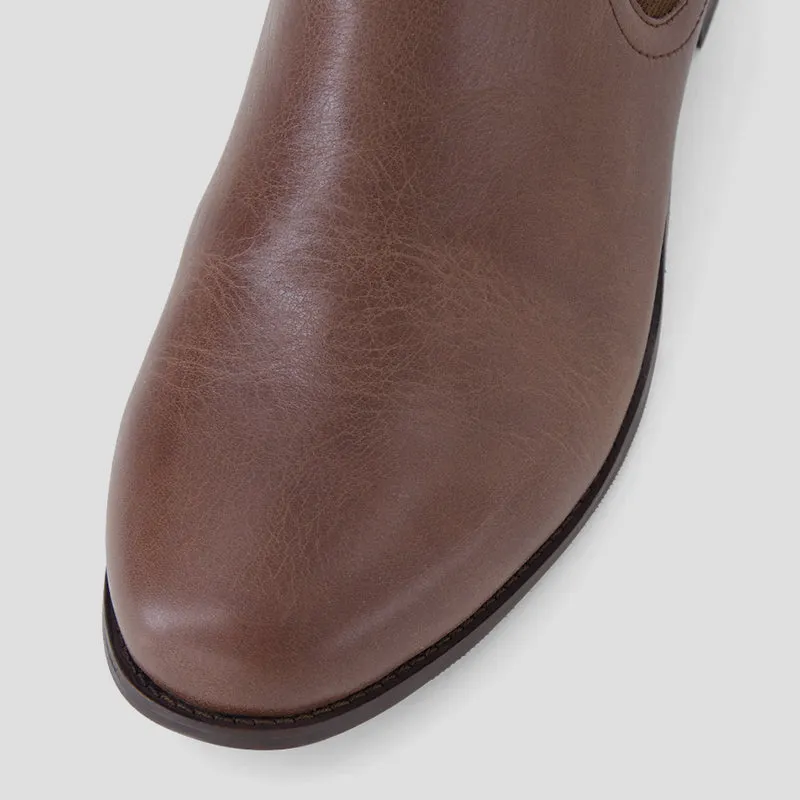 TALIA XF - CHOC LEATHER -CHOC HEEL ANKLE BOOTS