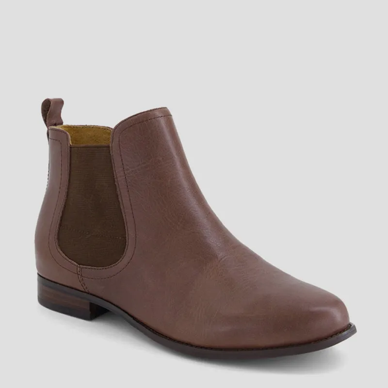 TALIA XF - CHOC LEATHER -CHOC HEEL ANKLE BOOTS