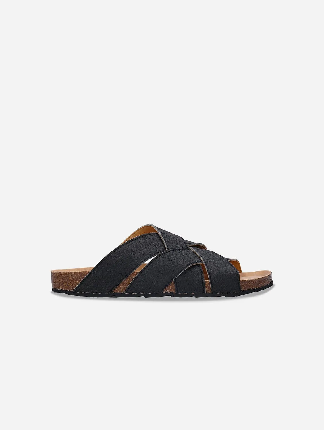 Tanna Unisex Piatex Vegan Leather Sandals | Black