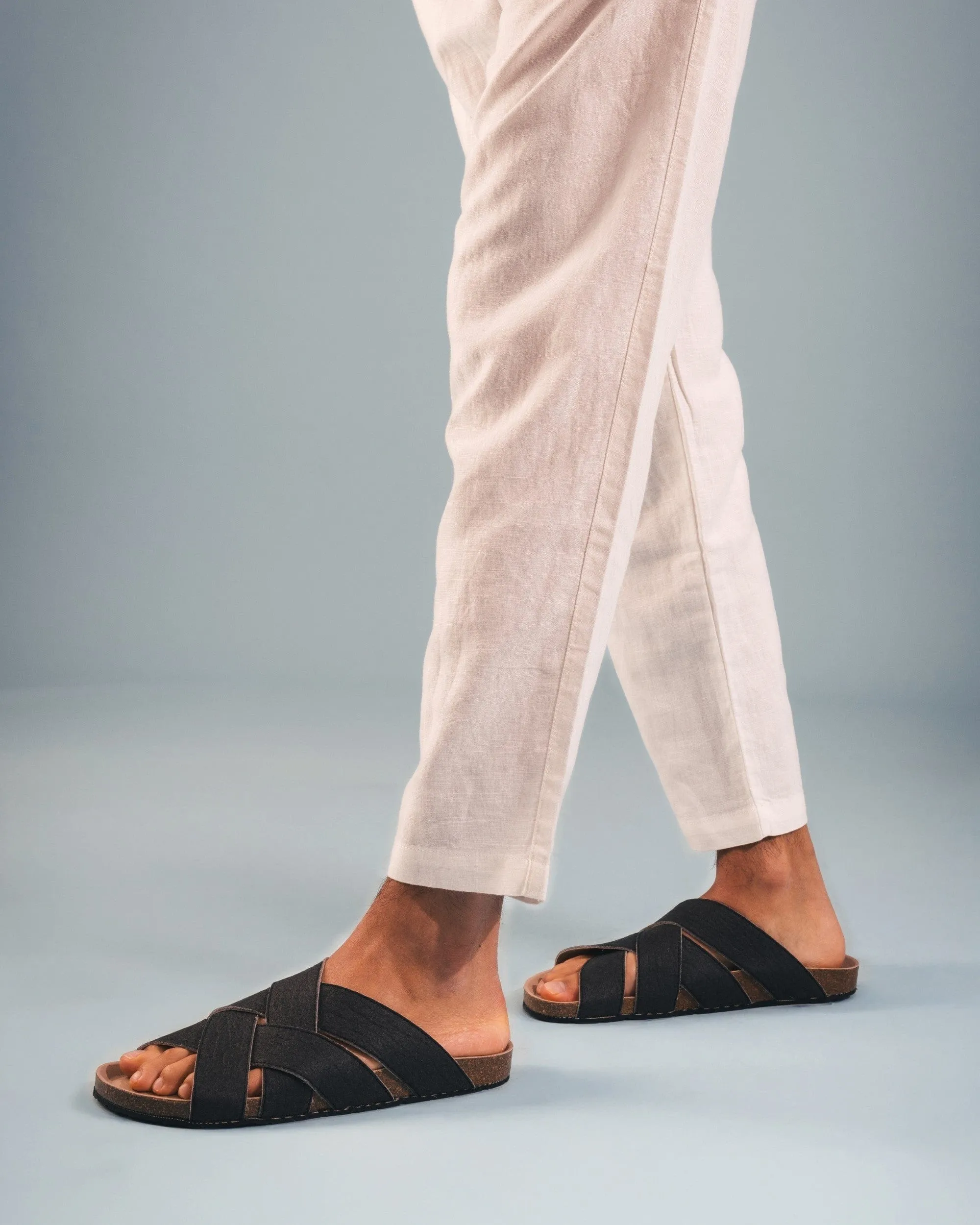 Tanna Unisex Piatex Vegan Leather Sandals | Black