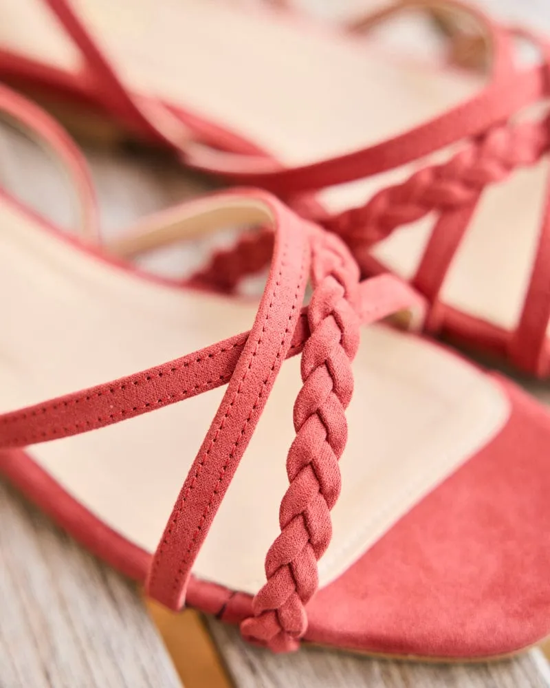 Taravo Vegan Suede Ankle Strap Sandals | Coral