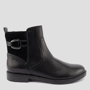 TEAGAN - BLACK COMBO LEATHER ANKLE BOOTS