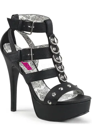 TEEZE-42W Sandal | Black Faux Leather