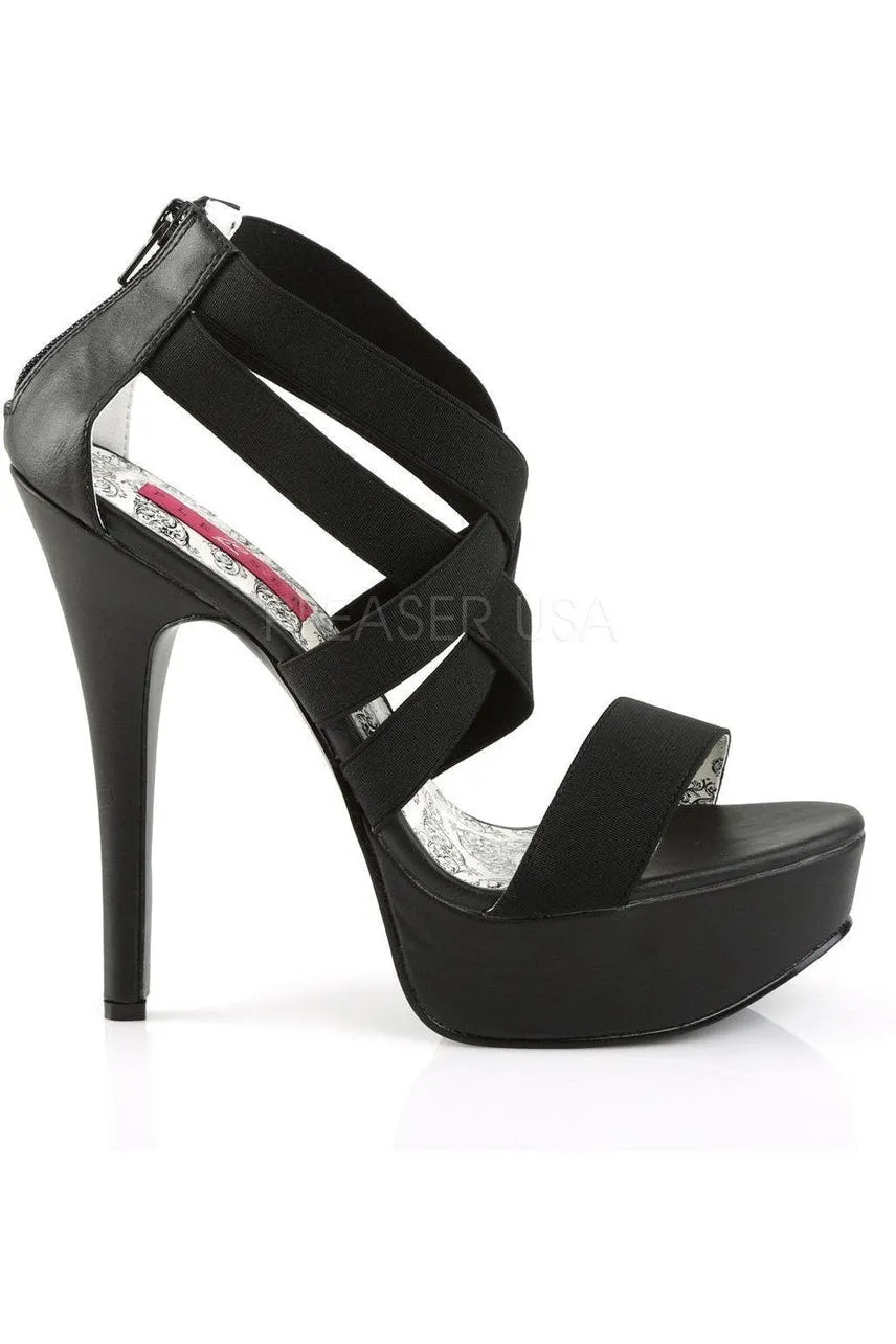 TEEZE-47W Platform Sandal | Black elastic