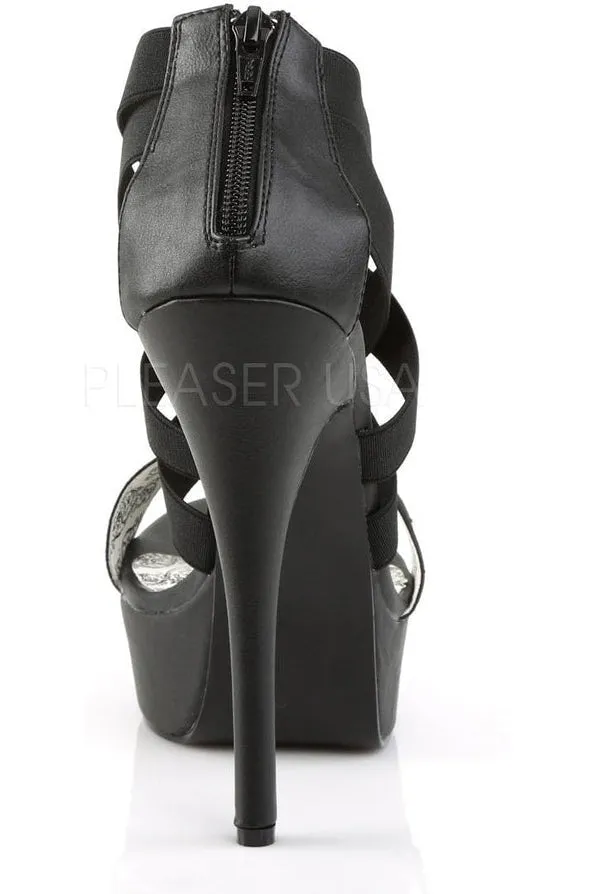 TEEZE-47W Platform Sandal | Black elastic