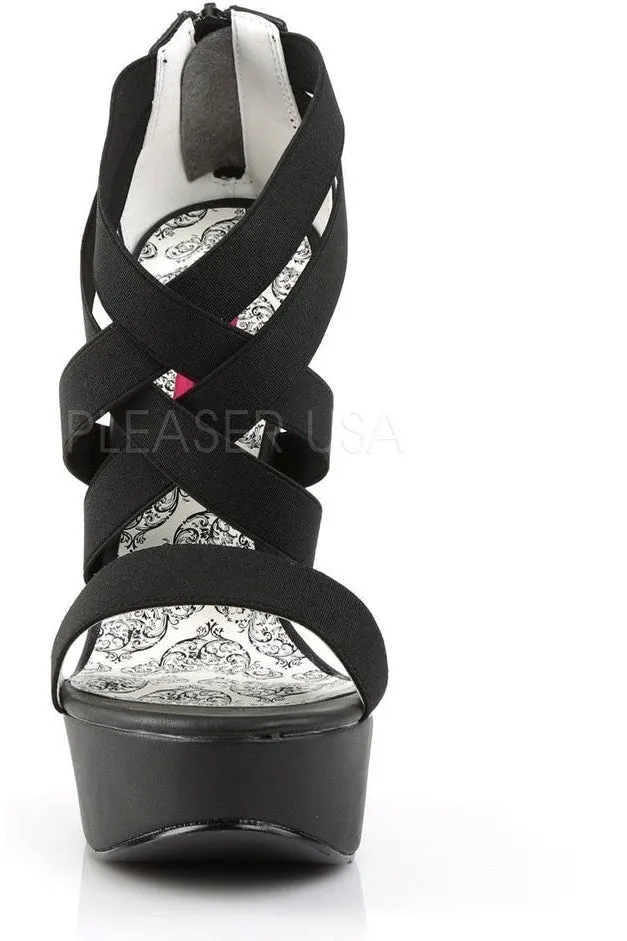 TEEZE-47W Platform Sandal | Black elastic