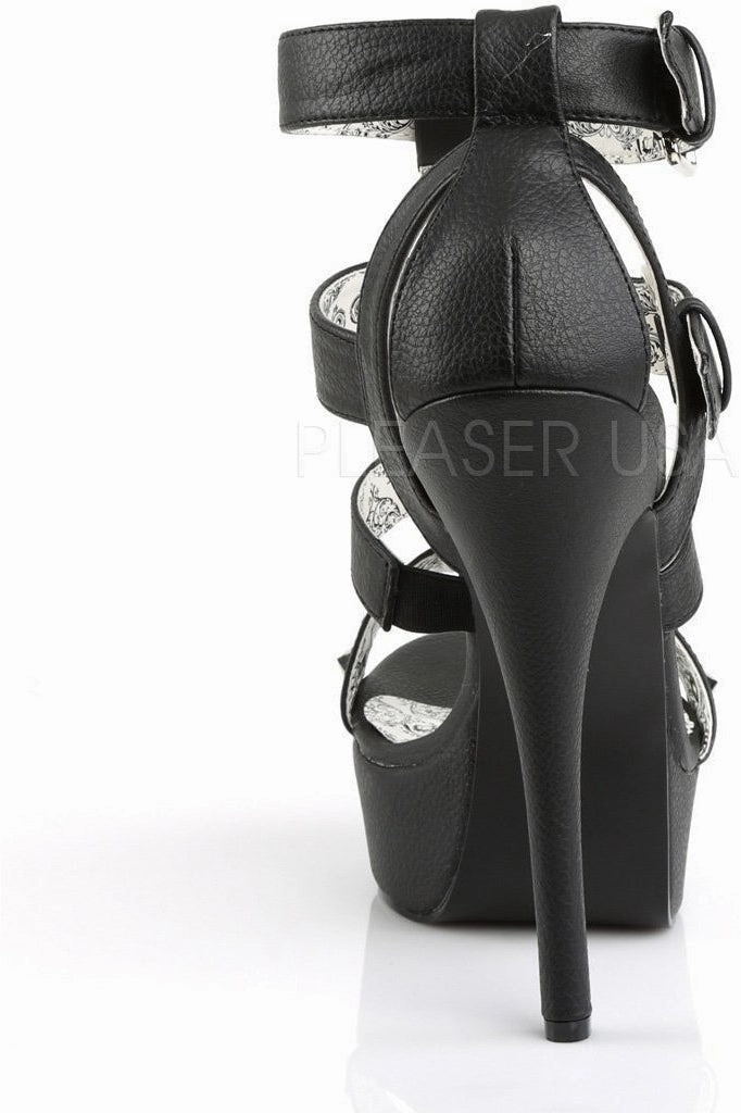 TEEZE-42W Sandal | Black Faux Leather