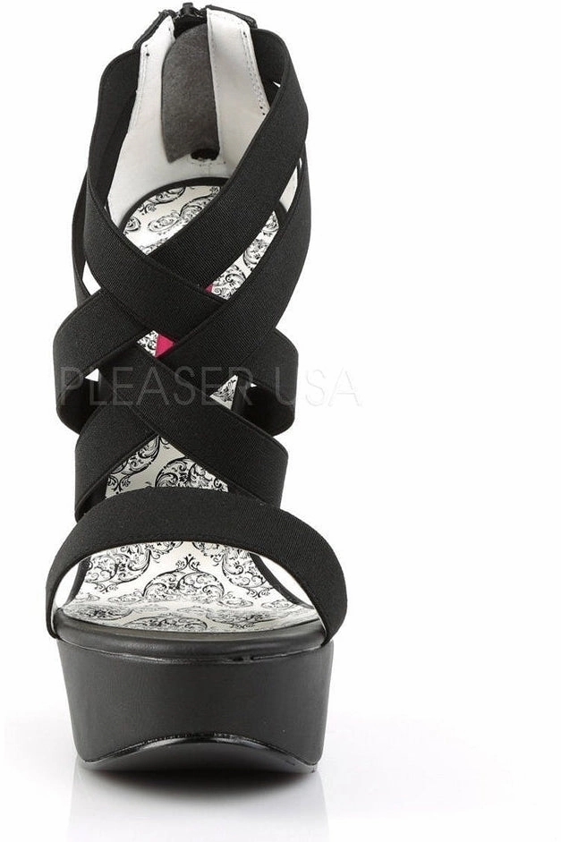 TEEZE-47W Platform Sandal | Black elastic