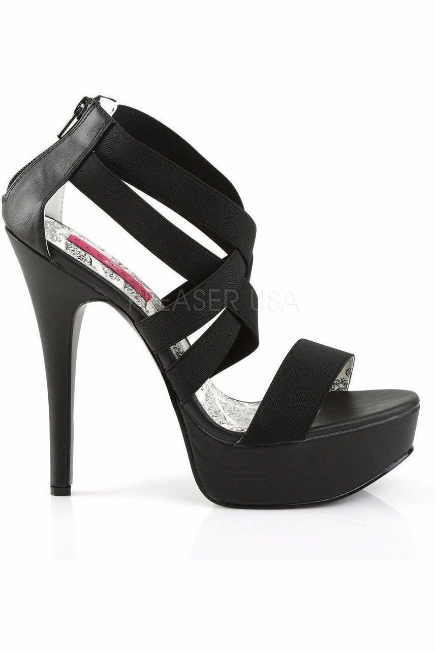 TEEZE-47W Platform Sandal | Black elastic
