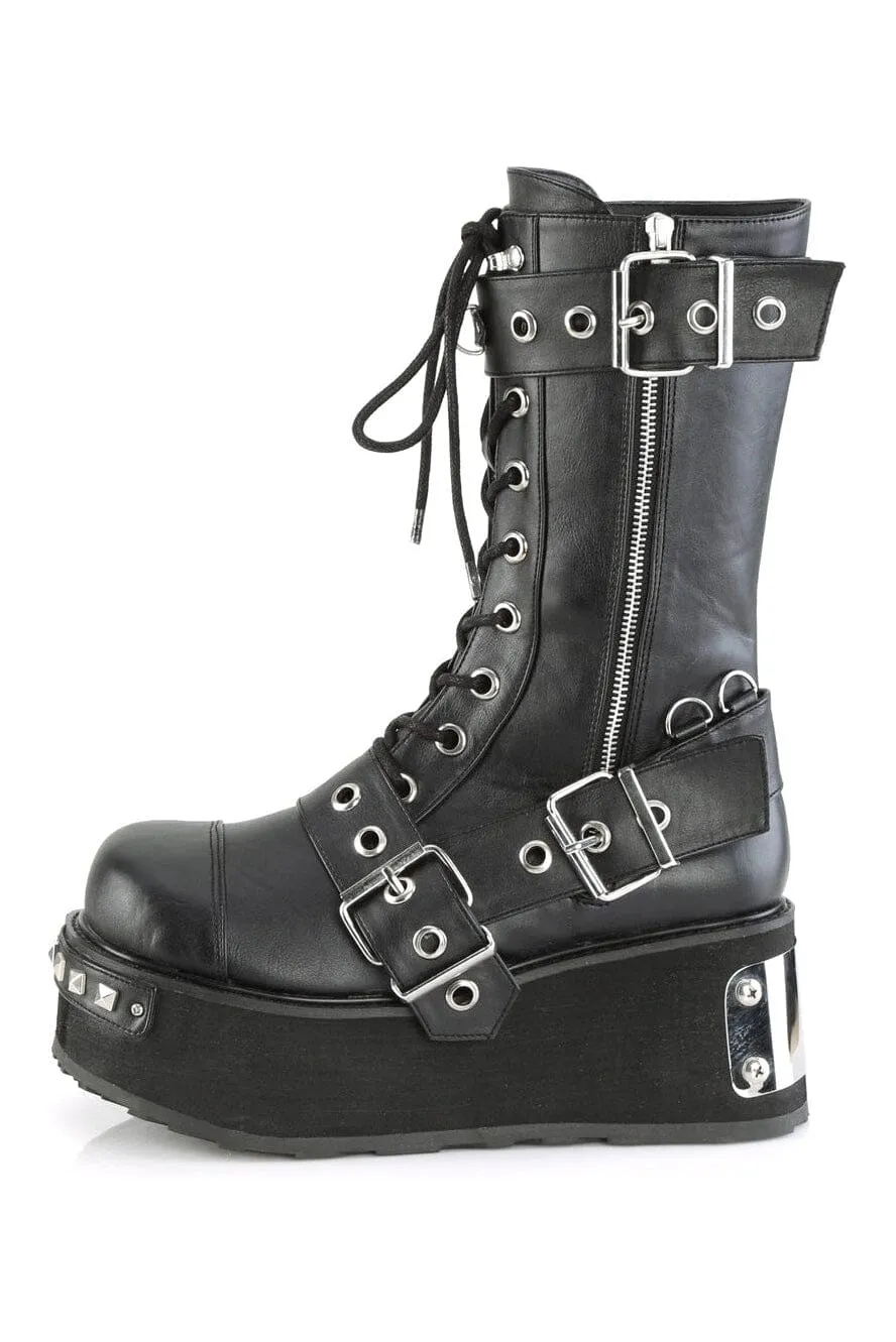 TRASHVILLE-250 Black Vegan Leather Knee boot