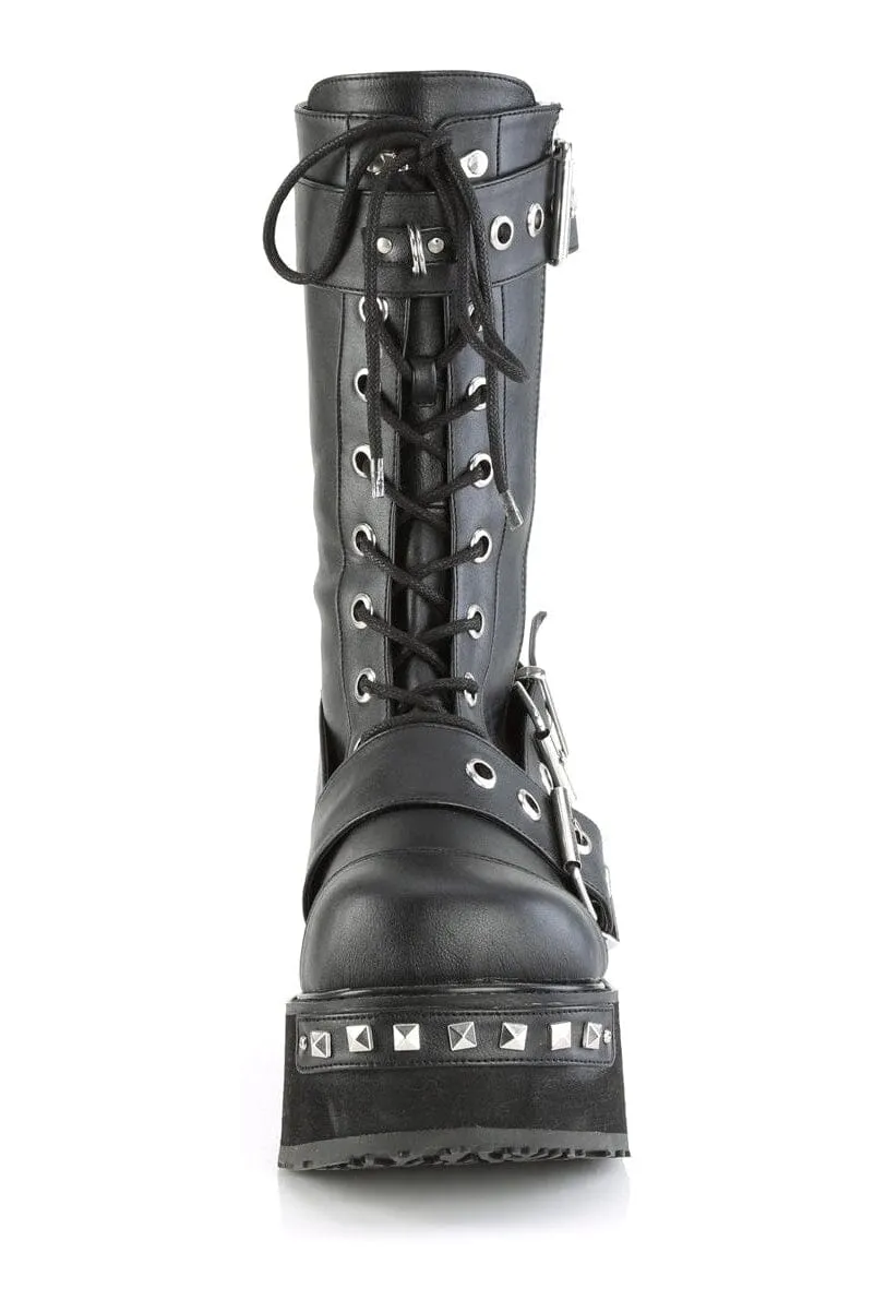 TRASHVILLE-250 Black Vegan Leather Knee boot