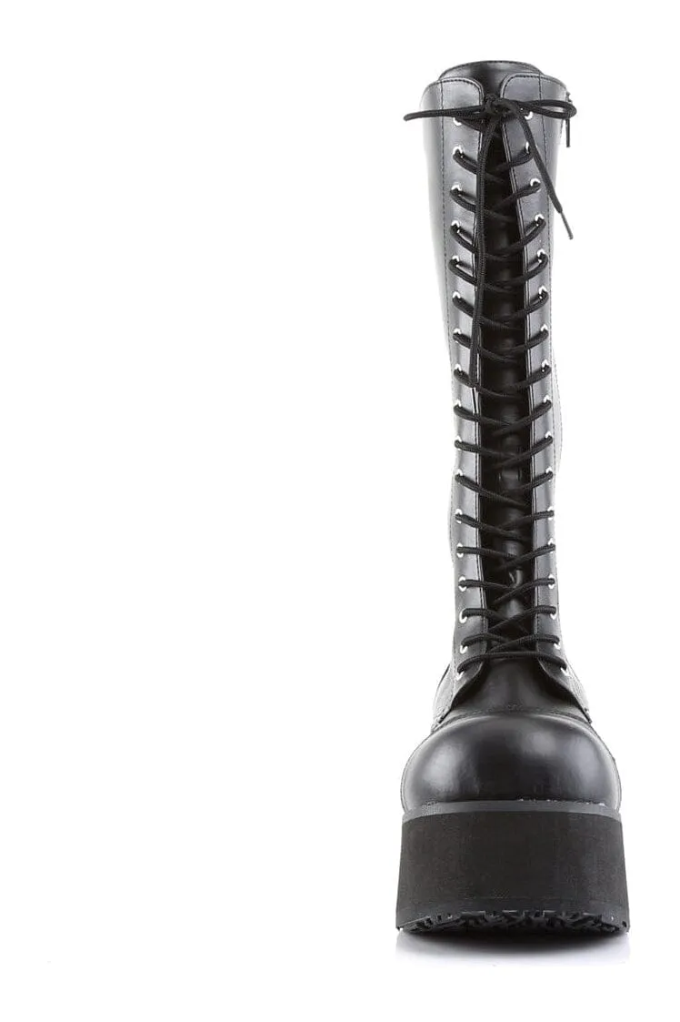 TRASHVILLE-502 Black Vegan Leather Knee Boot