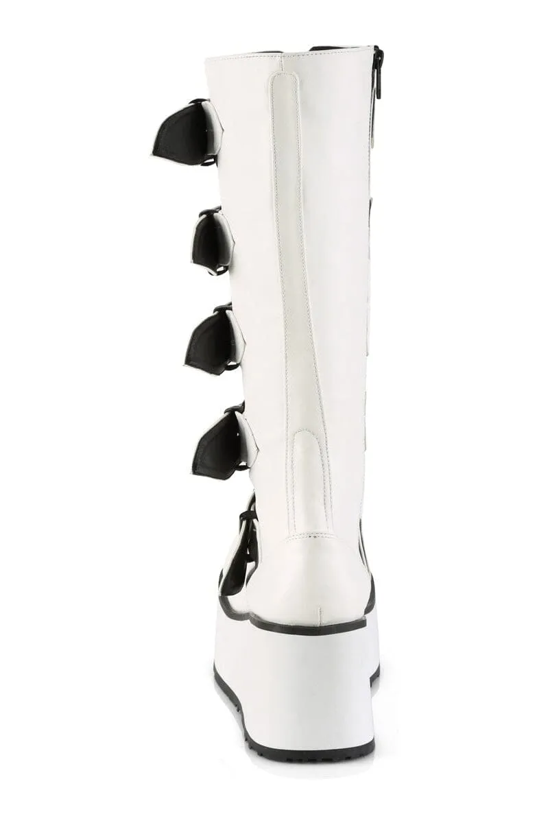 TRASHVILLE-518 White Vegan Leather Knee Boot