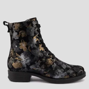 TROOPER PRINT - BLACK VINTAGE LEATHER LACE UP BOOTS