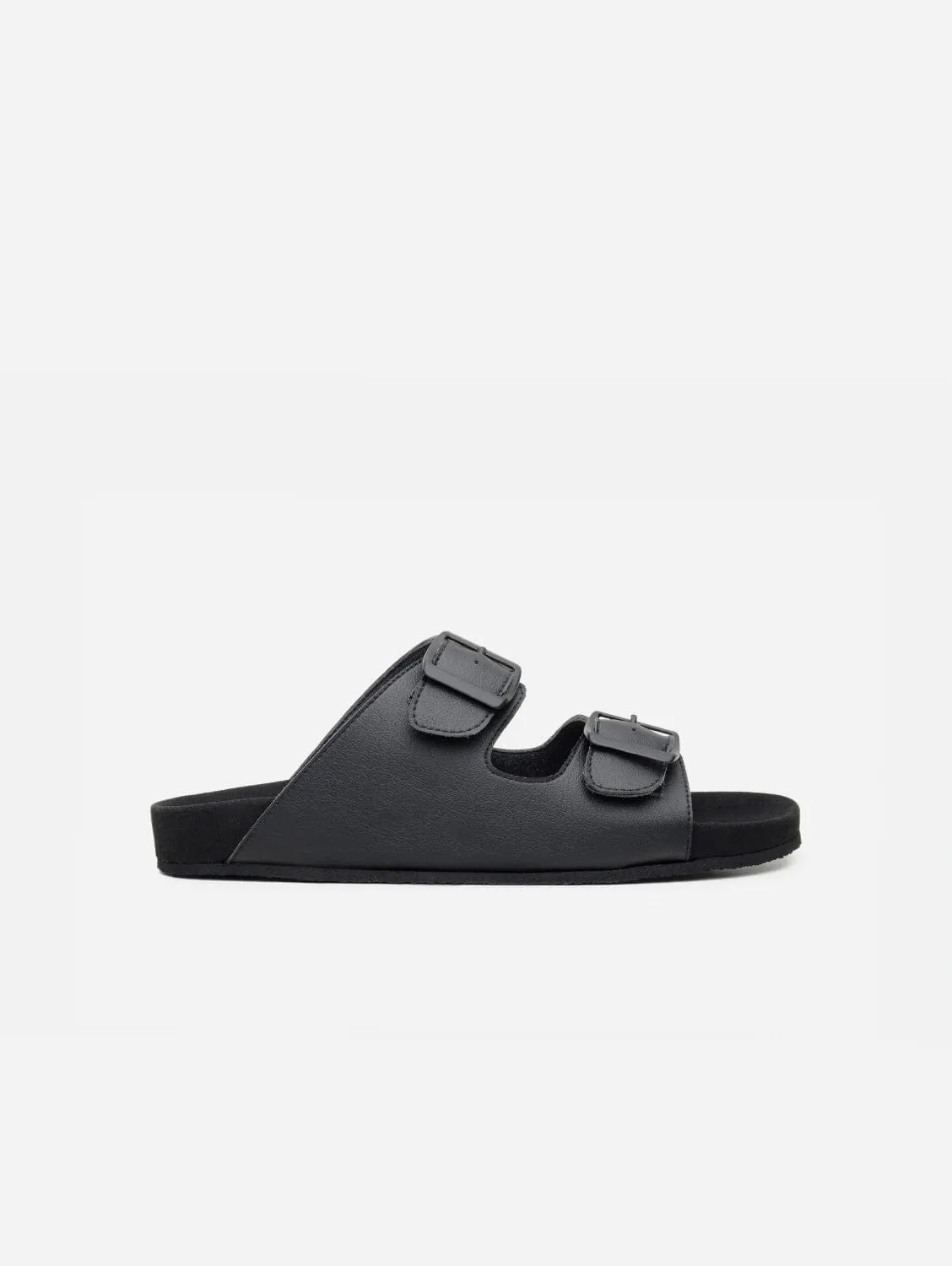 Truda Unisex Vegan Leather Two-Strap Sandals | Black