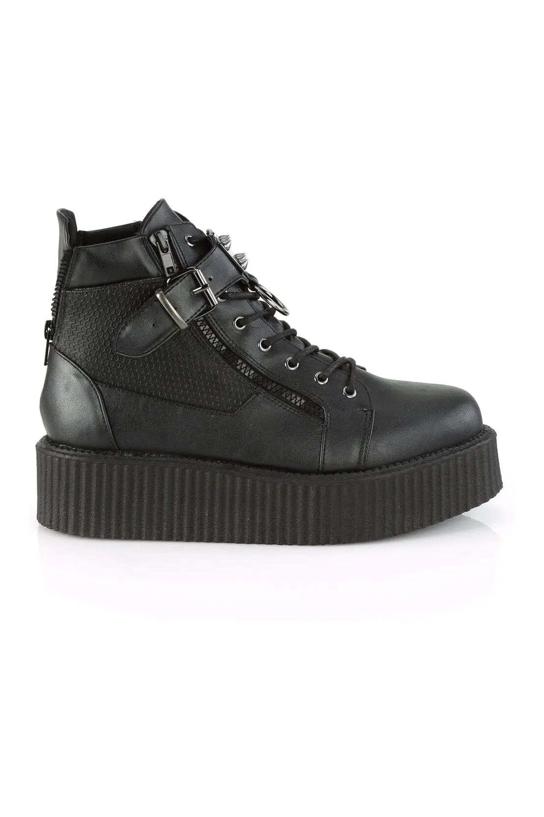 V-CREEPER-566 Black Vegan Leather Creeper