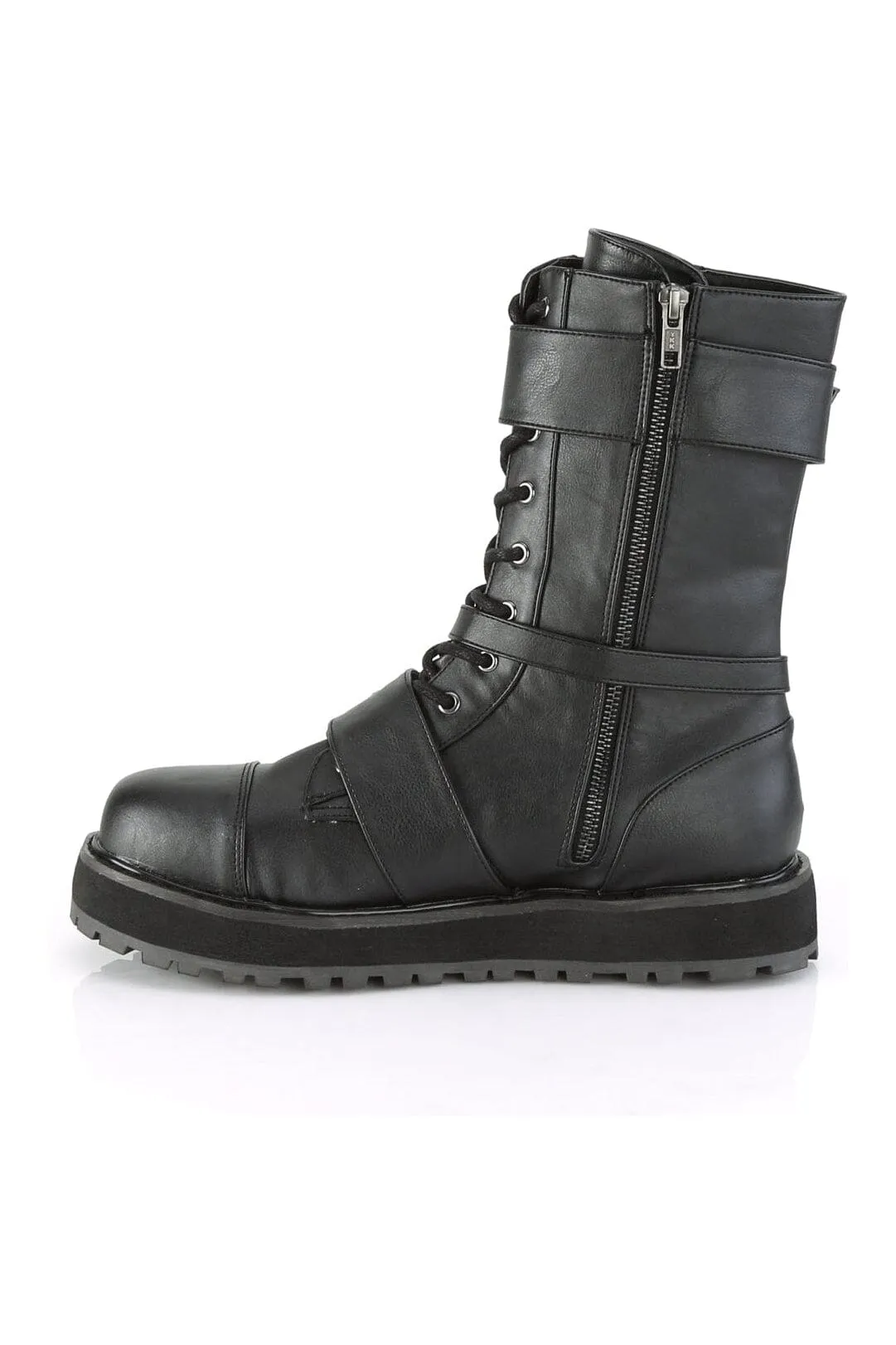 VALOR-220 Black Vegan Leather Knee Boot