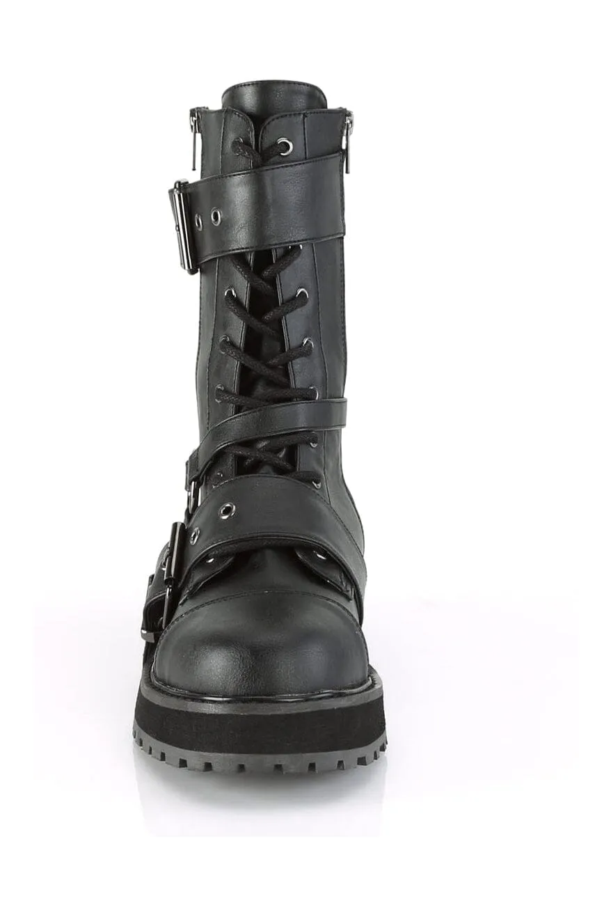 VALOR-220 Black Vegan Leather Knee Boot