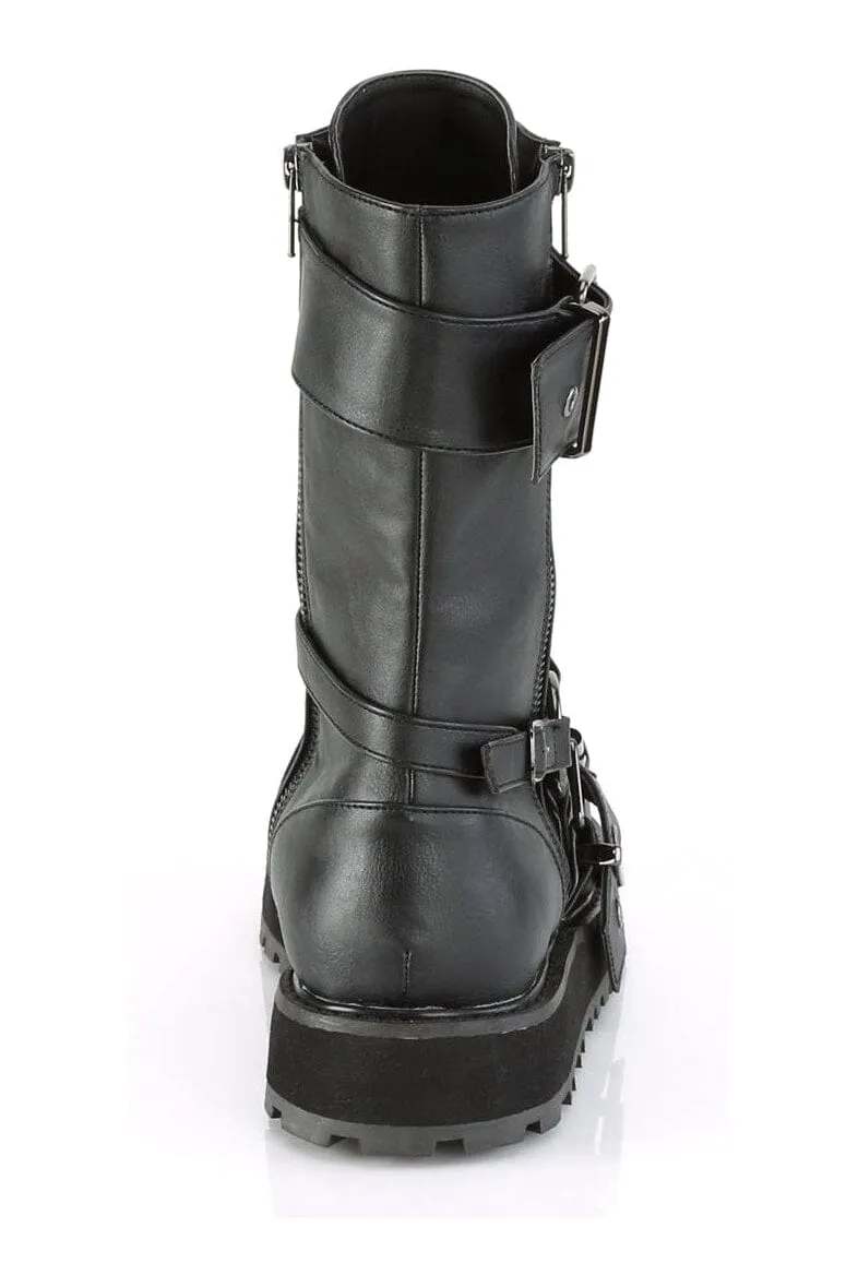 VALOR-220 Black Vegan Leather Knee Boot