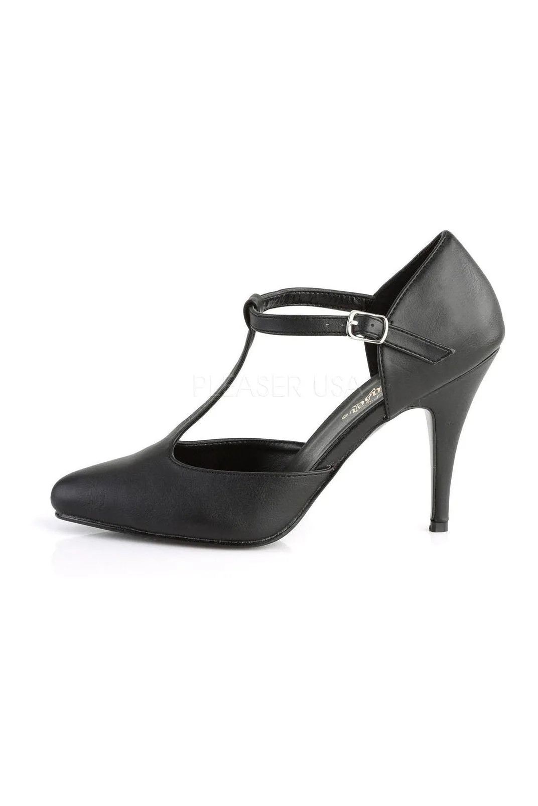 VANITY-415 Pump  | Black Faux Leather