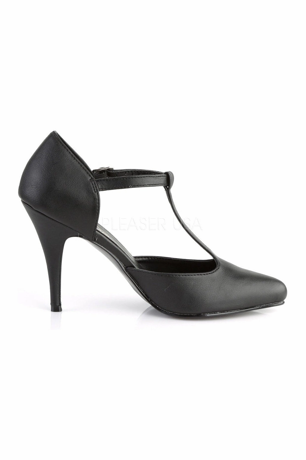 VANITY-415 Pump  | Black Faux Leather