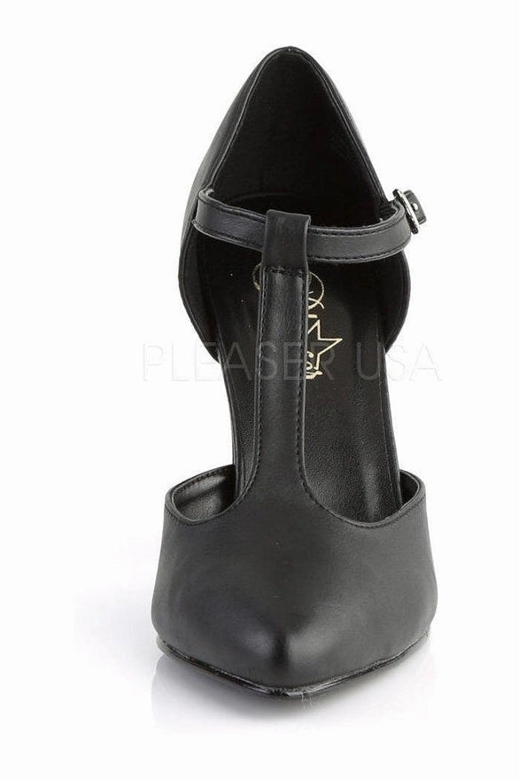 VANITY-415 Pump  | Black Faux Leather