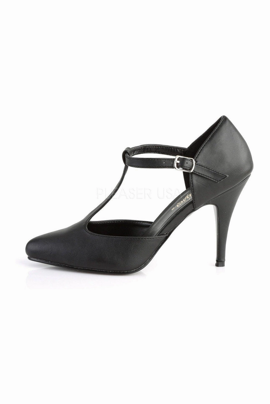 VANITY-415 Pump  | Black Faux Leather