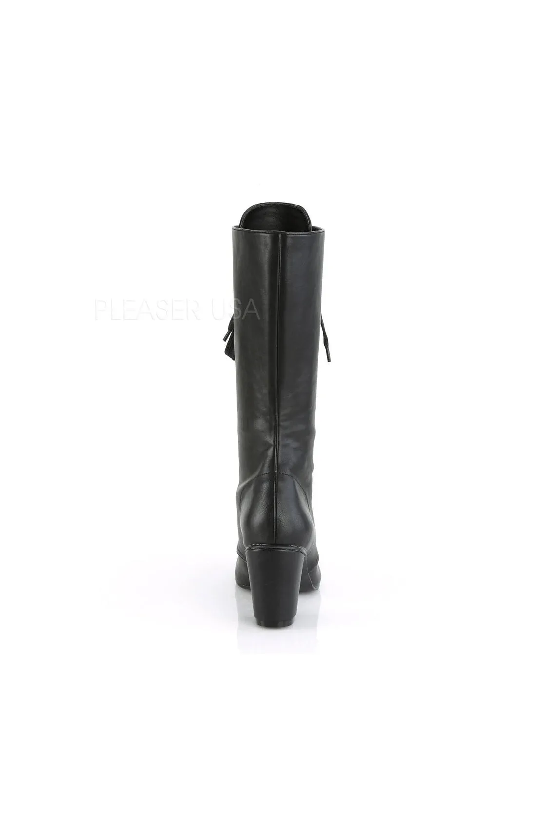 VIVIKA-205 Demonia Knee Boot | Black Faux Leather