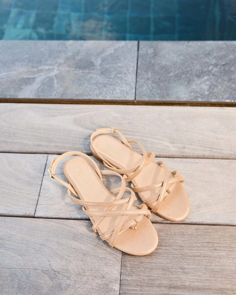 Vizzavona Vegan Recycled Grain Strappy Sandals | Gold