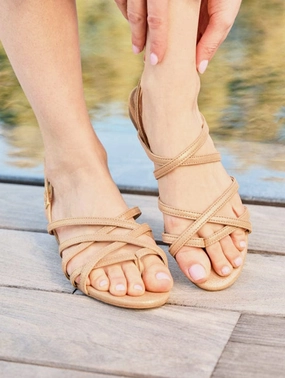 Vizzavona Vegan Recycled Grain Strappy Sandals | Gold