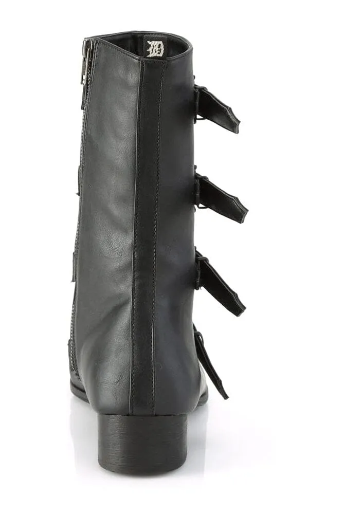 WARLOCK-110-B Black Vegan Leather Knee Boot