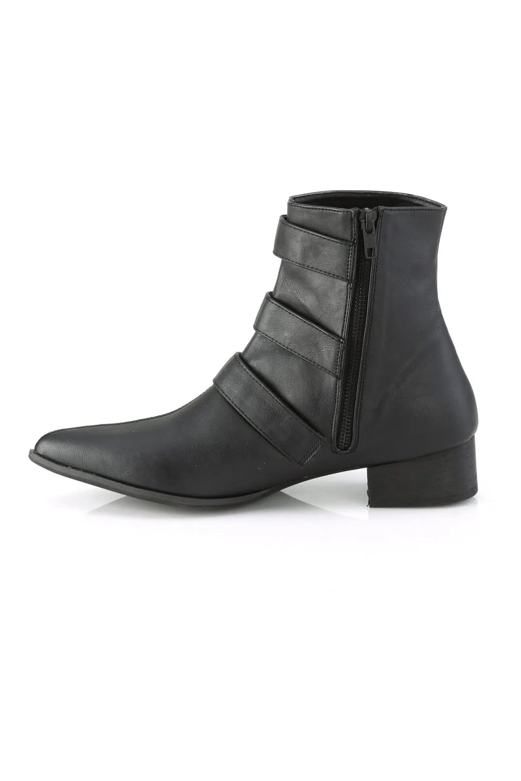 WARLOCK-50-C Black Vegan Leather Ankle Boot