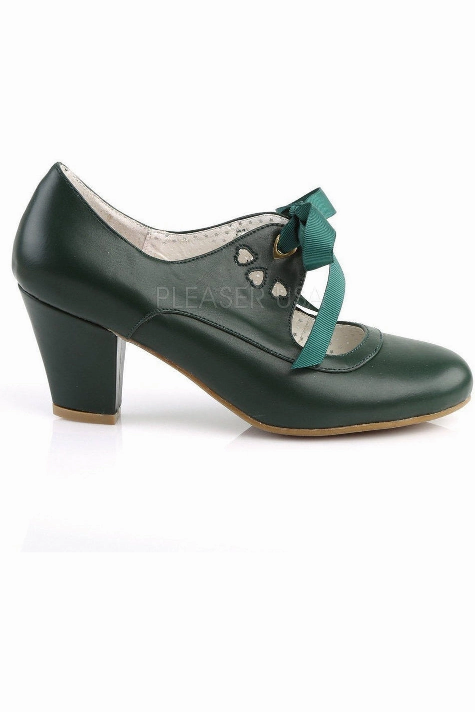 WIGGLE-32 Pump | Green Faux Leather