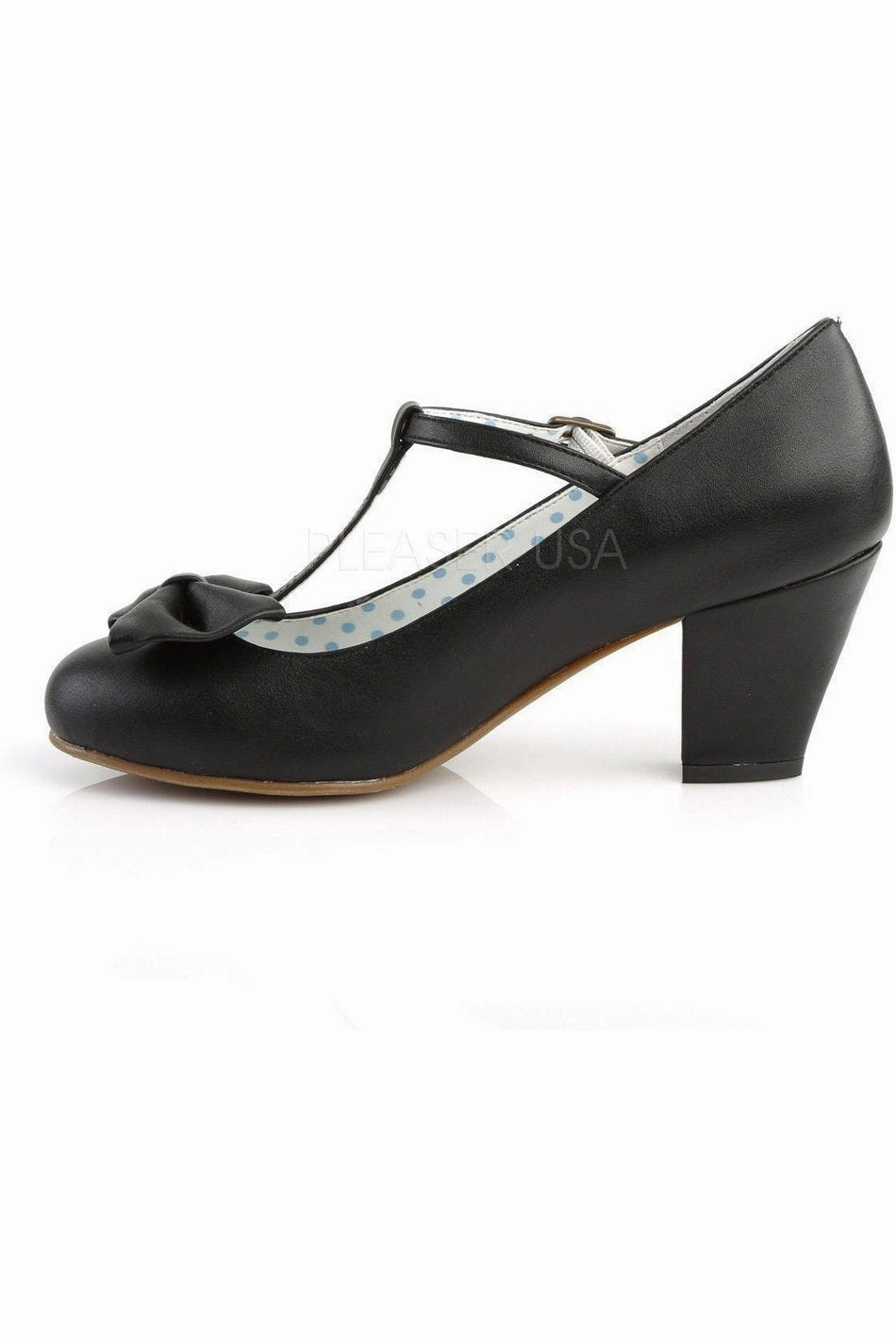 WIGGLE-50 Pump | Black Faux Leather