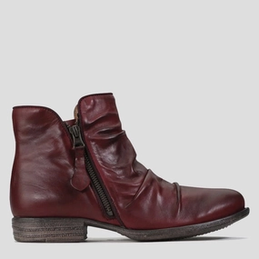 WILLET - WINE LEATHER ANKLE BOOTS