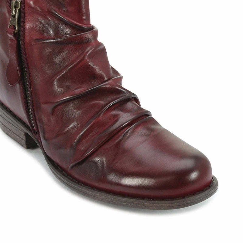 WILLET - WINE LEATHER ANKLE BOOTS