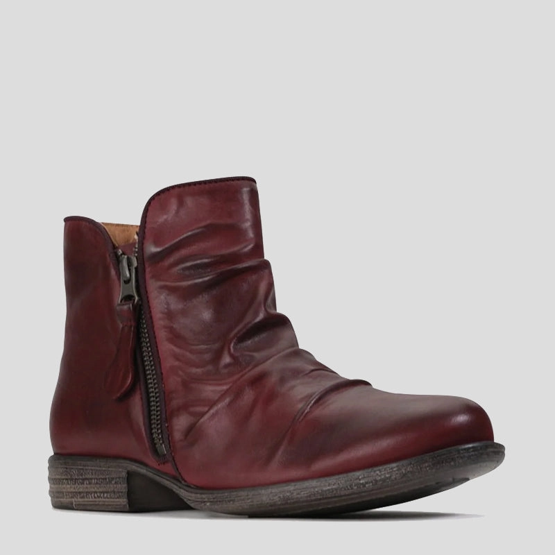 WILLET - WINE LEATHER ANKLE BOOTS